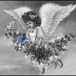 Ангелочек голубь цветы