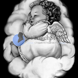 Ангелочек спит на облаке