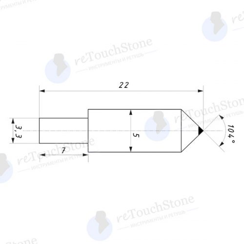 Чертеж алмазной гравировальной иглы Сауно Миртелс
